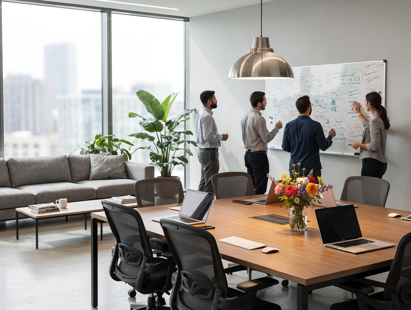 Collaborative workshop suite with breakout tables