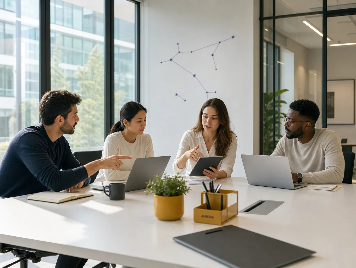 Modern executive office sharing desk at Vintage Park Plaza