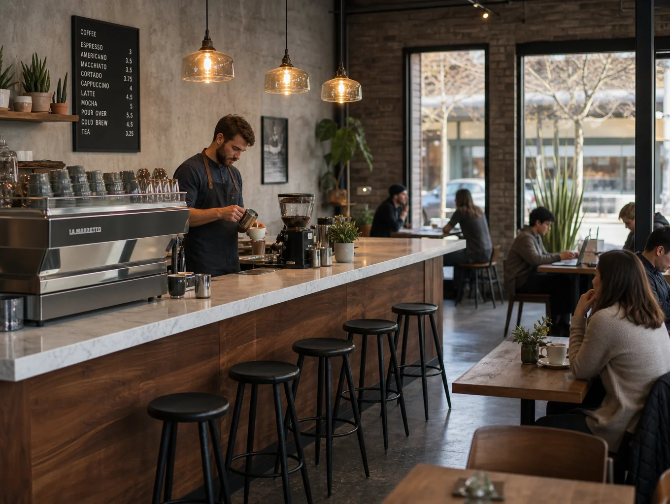 Boutique coffee shop and espresso bar in the main atrium lobby